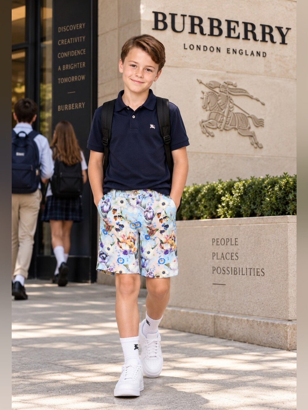 NWT! Burberry Kids All-Over Floral Print Linen Tailored Shorts Size 8Y